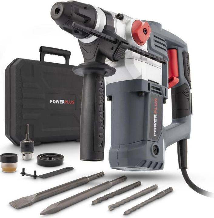 Produktbild Powerplus POWE10060 Bohrhammer - 900W - 4J - SDS-Plus - Inkl. Aufbewahrungskoffer und 7 Zubehörteile (Netzbetrieb)