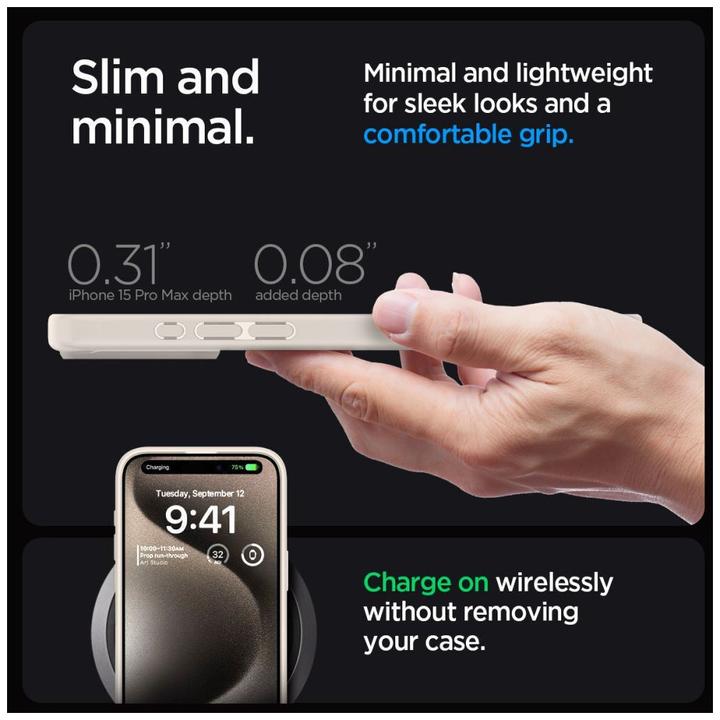 Actual product image Spigen Ultra Hybrid case for iPhone 15 Pro - natural titanium (Apple iPhone 15 Pro)
