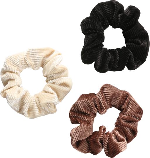 Immagine prodotto Trisa Moda Manchester Scrunchy Nero, Marrone, Beige 3 pezzi. (Elastico per capelli)