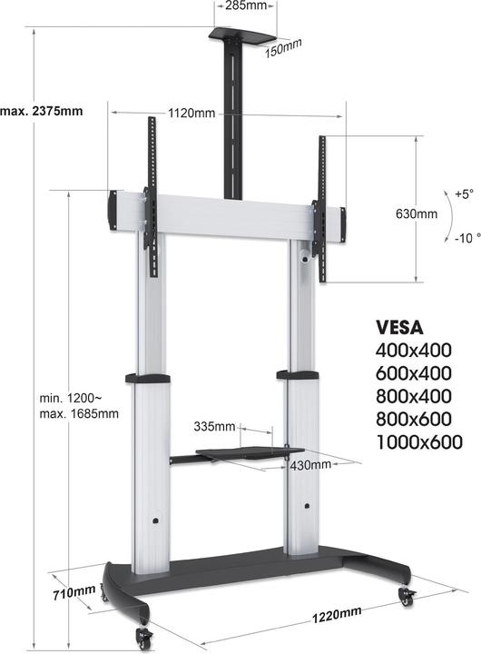 Actual product image Manhattan Premium multimedia TV stand on casters with extra high load capacity (LCD, 100", 100 kg)