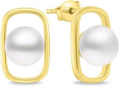 Brilio Silver - Charming Gold Plated Pearl Earrings EA905Y