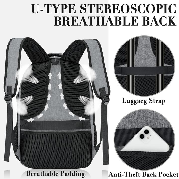 Produktbild Only-Bags.Store Rucksack, Schulrucksack wasserdicht Arbeit Laptop mit USB-Ladeanschluss, Reisen Wanderrucksack (32 l)