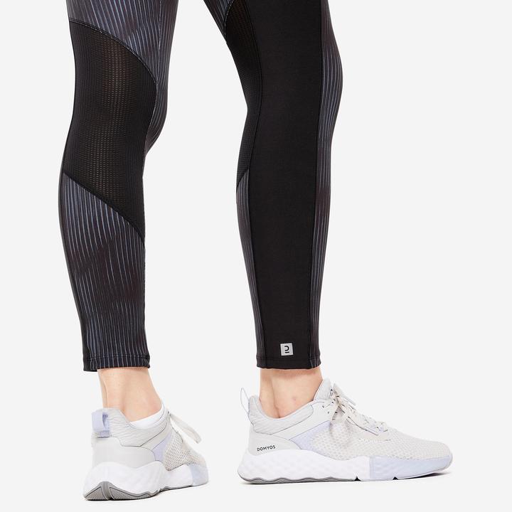 Domyos Leggings da donna con tasca per smartphone - FTI 120 stampa grigio/nero (XL)