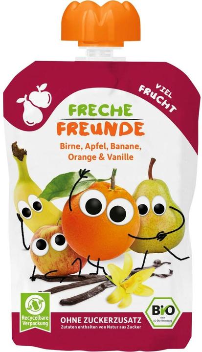 Image du produit Freche Freunde Sachets à écraser Poire, pomme, banane, orange, vanille 6x 100 g (600 g)