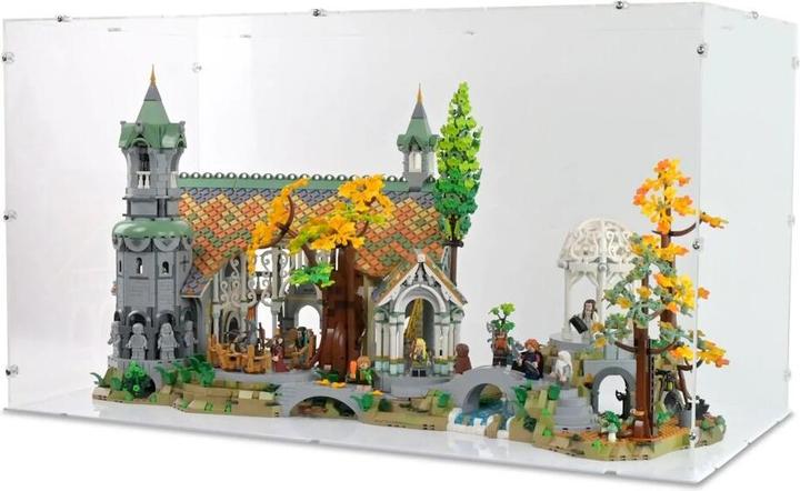 iDisplayit Display in acrilico per LEGO® 10316 Il Signore degli Anelli: Gran Burrone (con fondo bianco)