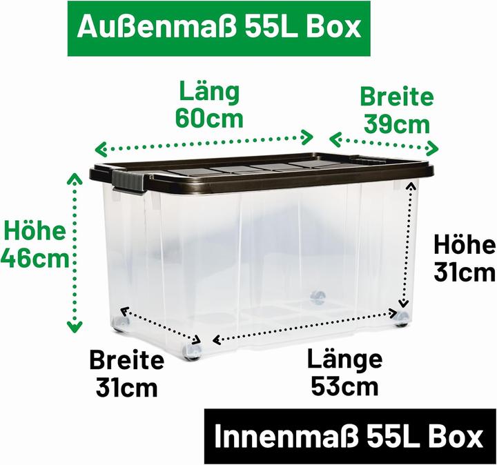 Image du produit Novaliv 3x Aufbewahrungsboxen mit Deckel Gross 55L Anthrazit Nestbar stapelbar mit Clipverschluss Rol (55 l)