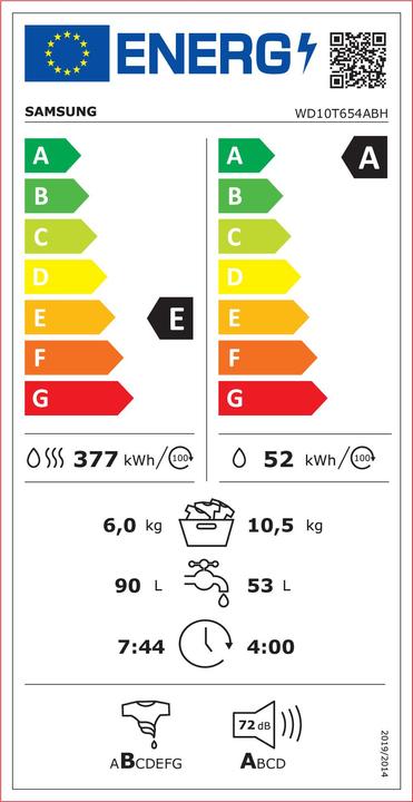 Energie-Label Samsung WD80T754ABH/S5