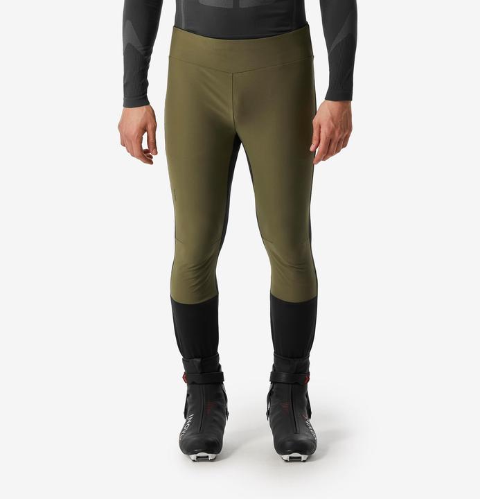 Wedze Langlaufhose Tights Herren winddicht - 500 schwarz/khaki