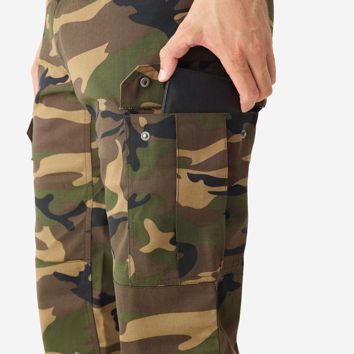 Actual product image Solognac Jagdhose Steppe 500 Cargo strapazierfähig Camouflage grün (S)