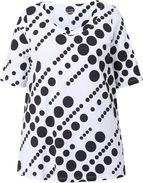Produktbild Ulla Popken T-Shirt, Punkte, A-Linie, Rundhals, Halbarm, Pima Cotton (60)