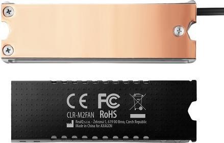 Produktbild Axagon CLR-M2FAN computer cooling system Solid-state drive Heatsink/Radiatior Grey 1 pc(s)