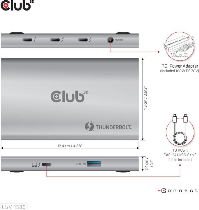 Actual product image Club 3D CSV-1580 (USB-C, 5 Ports)