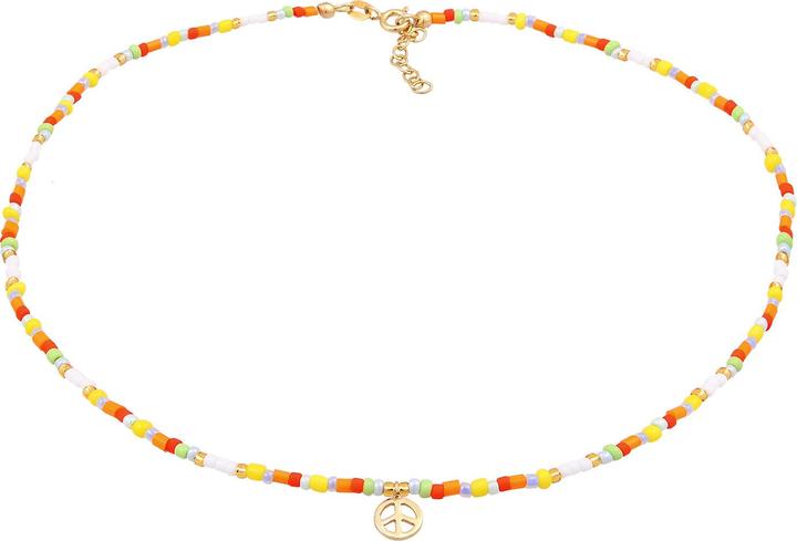 Immagine prodotto Elli Girocollo, multicolore, segno della pace (Argento 925 placcato oro, Vetro, Nessuna pietra preziosa, Plastico, 36 cm)
