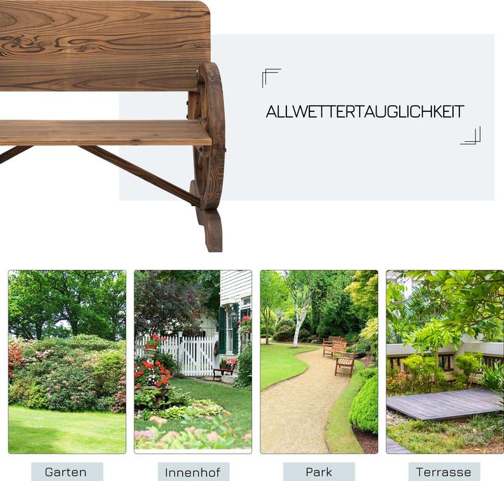 Image du produit Outsunny Banc de jardin en forme de roue de chariot