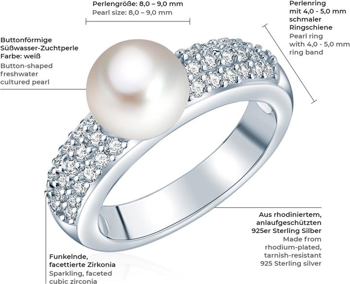Immagine prodotto Valero Pearls Donna Argento Cubic Zirconia Perle d'acqua dolce coltivate argento - 3848 (60, 925 Argento)