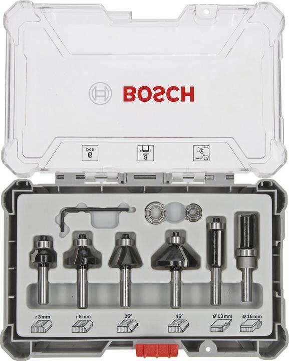 Bosch Professional Zubehör Set di frese per bordi. Attacco da 8 mm. 6 pezzi