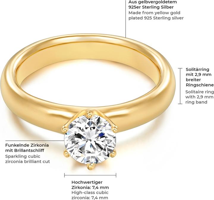 Immagine prodotto Trilani Donna Argento Cubic Zirconia Oro Giallo - 4132 (48, 925 Argento)