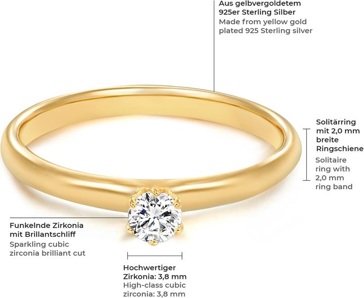 Immagine prodotto Trilani Donna Argento Cubico Zirconia Oro Giallo - 4168 (48, 925 Argento)