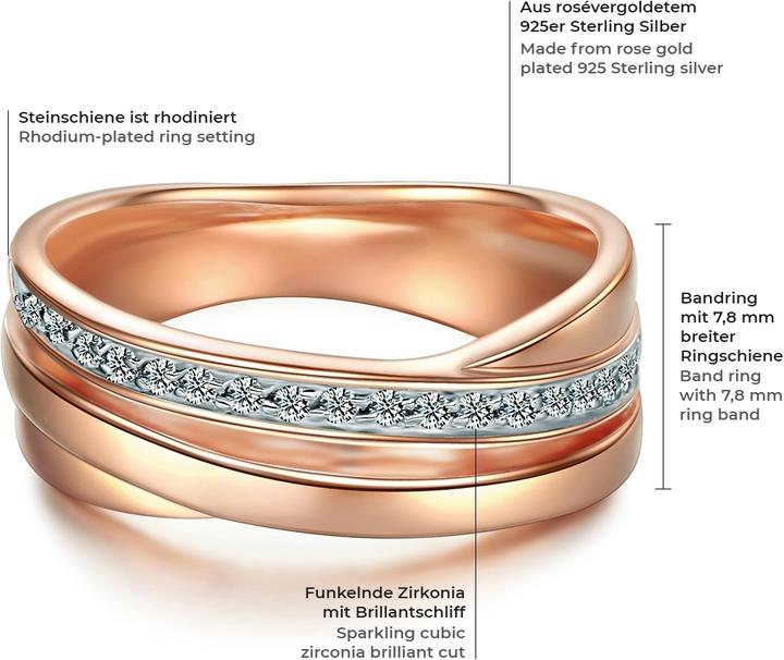 Produktbild Trilani Damen Sterling Silber Zirkonia roségold - 4196 (51, 925 Silber)