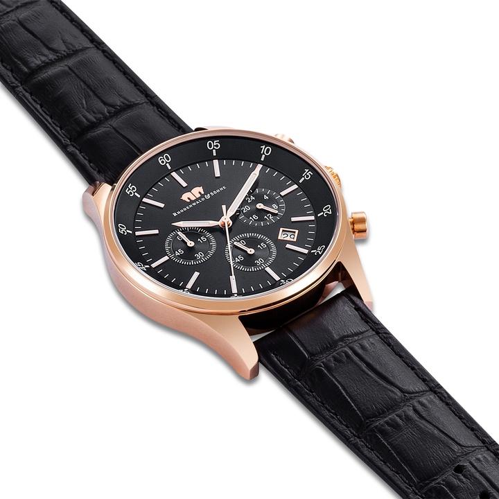 Produktbild Herren Chronograph Goodwill Echtleder schwarz - 4416 (Chronograph, 45 mm)