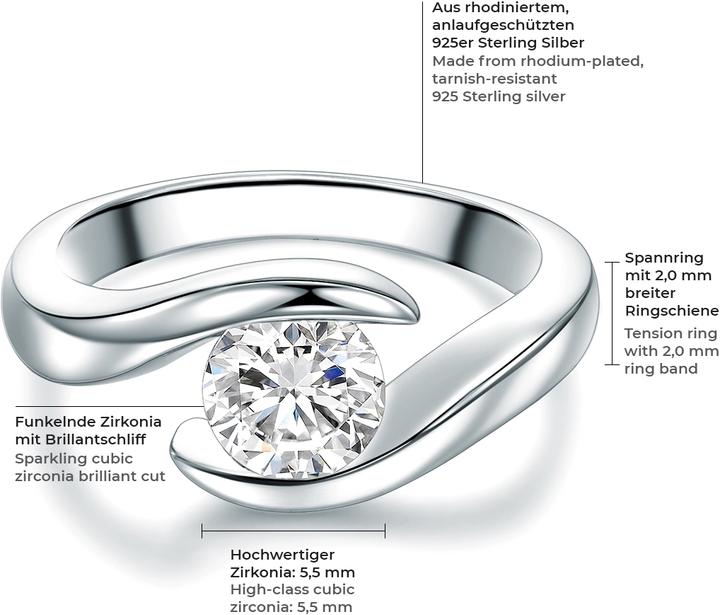 Produktbild Trilani Damen Sterling Silber Zirkonia silber - 6798 (59, 925 Silber)