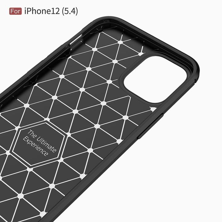 Produktbild König Design Hülle Handy Schutz für Apple iPhone 12 Mini Case Cover Bumper Carbon Optik Blau (Apple iPhone 12 mini)