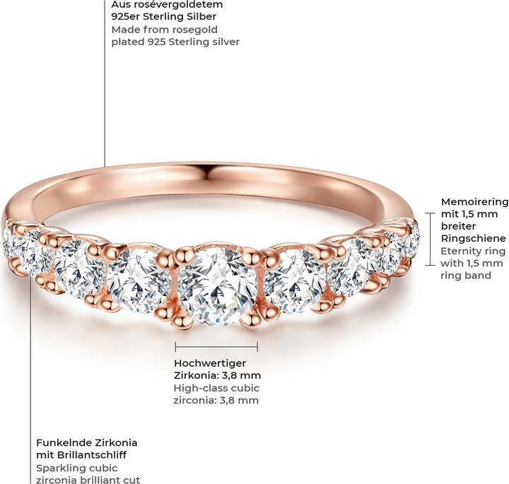 Produktbild Trilani Damen Sterling Silber Zirkonia roségold - 11194 (47, 925 Silber)