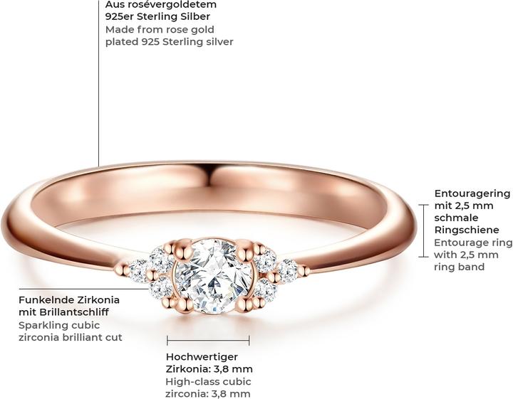 Produktbild Trilani Damen Sterling Silber Zirkonia roségold - 11198 (54, 925 Silber)