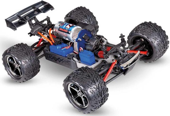 Actual product image Traxxas E-Revo Red/Blue 1/16 Monster-Truck Rtr Brushed With Battery And USB-C Charger (RTR Ready-to-Run)