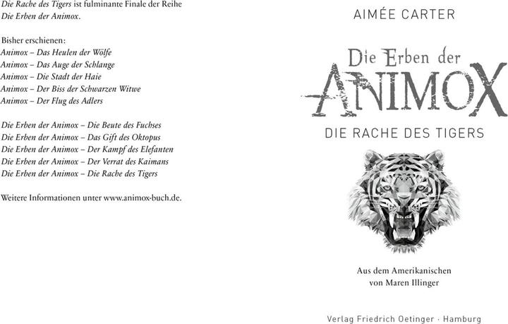 Actual product image The Heirs of Animox 5 The Revenge of the Tiger (Frauke Schneider, Aimée Carter, Maren Illinger, German)