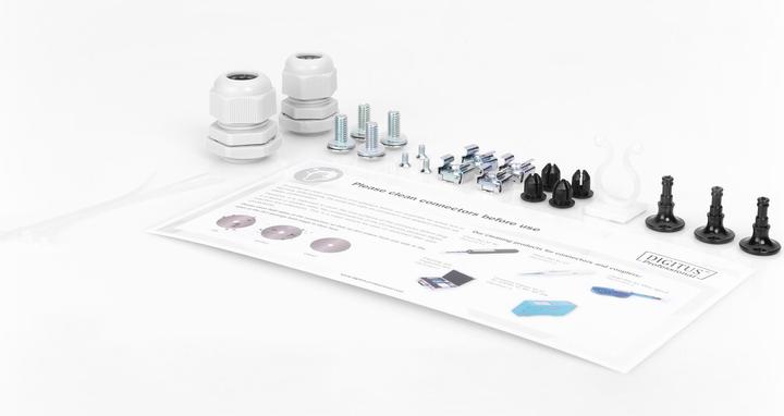 Actual product image Digitus FO splice box, 1U, equipped, 6x LC DX, OS2, APC incl. splice cassette, coloured pigtails, couplings