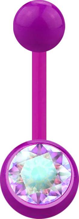 Star Piercing Banane violett mit Kugel und Kugel Kristall multicolor (ohne Messing, Acryl)