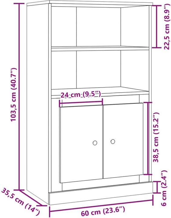 Produktbild VidaXL Highboard Kommode Sideboard Anrichte Beistellschrank Altholz-Optik (60 x 35.5 x 103.5 cm)