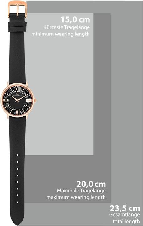 Produktbild Damen Quarzuhr Pamina Echtleder schwarz - 23878 (Analoguhr, 36 mm)