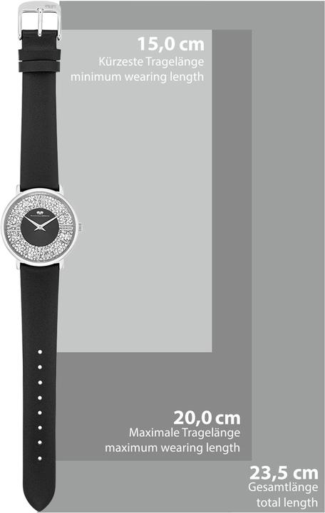 Produktbild Damen Quarzuhr Pamina Echtleder schwarz - 23870 (Analoguhr, 36 mm)