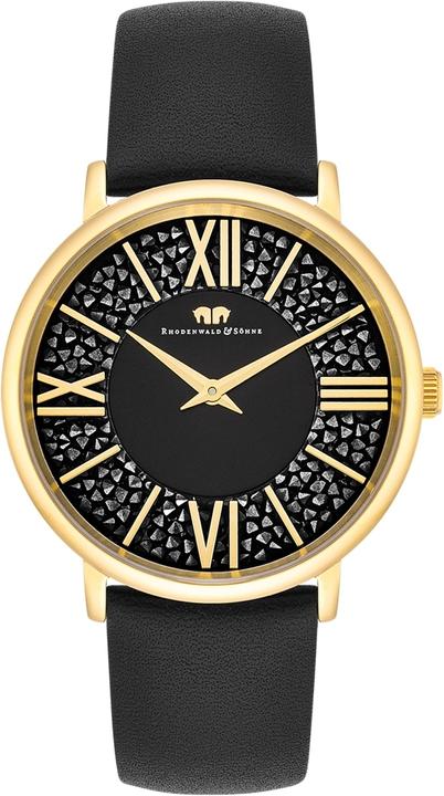 Immagine prodotto Orologio al quarzo da donna Pamina in vera pelle nera - 23876 (Orologio da polso analogico, 36 mm)