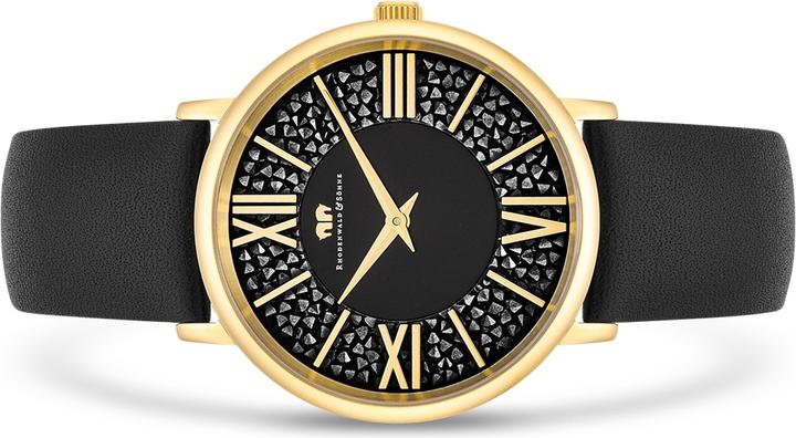 Immagine prodotto Orologio al quarzo da donna Pamina in vera pelle nera - 23876 (Orologio da polso analogico, 36 mm)