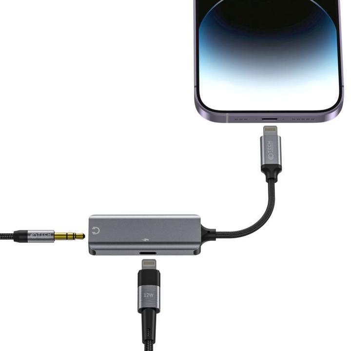 Actual product image Tech-Protect UltraBoost audio Lightning (male) / 3.5mm mini jack (female) - Lightning (female) adapt (Lightning, Lightning, 3.5mm jack)
