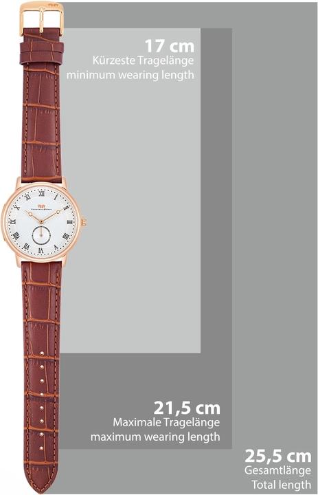 Image du produit Montre à quartz pour homme Moonlight en cuir véritable brun - 26511 (Montre analogique, 40 mm)