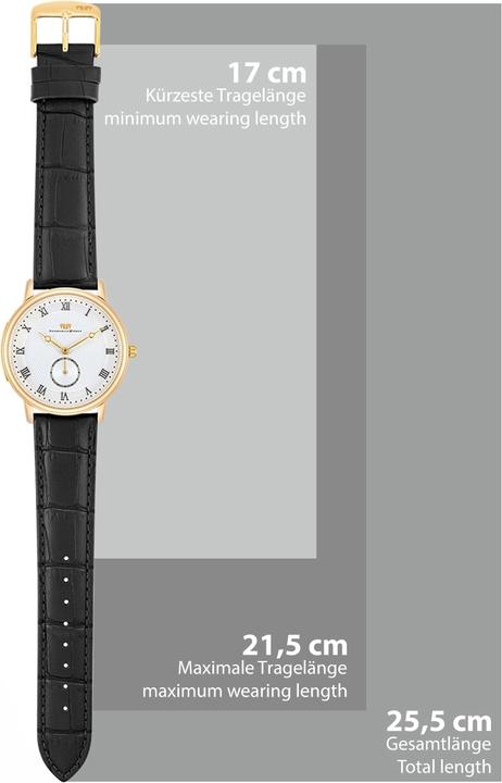 Produktbild Herren Quarzuhr Moonlight Echtleder schwarz - 26509 (Analoguhr, 40 mm)