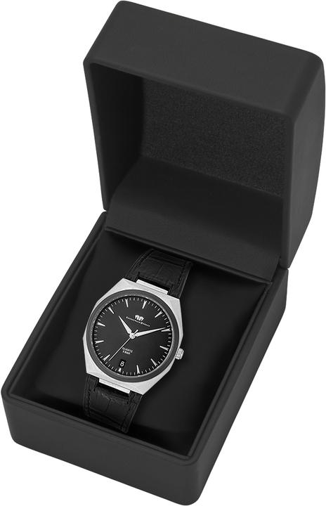 Immagine prodotto Orologio al quarzo da uomo Cooledge in vera pelle/silicone nero - 26519 (Orologio da polso analogico, 42 mm)