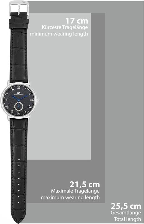 Image du produit Montre à quartz pour homme Moonlight en cuir véritable noir - 26507 (Montre analogique, 40 mm)