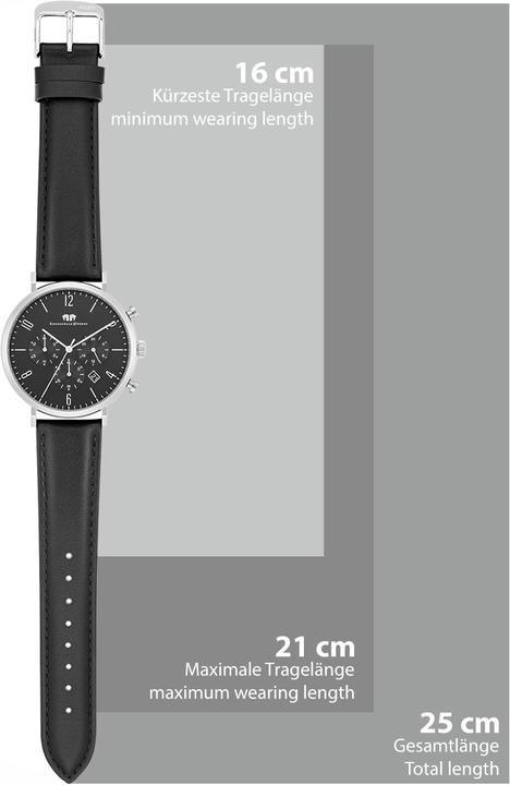 Immagine prodotto Cronografo da uomo Arakon in vera pelle nera - 26531 (Cronografo, 42 mm)