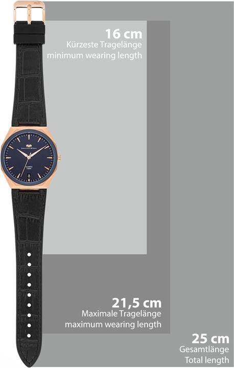 Produktbild Herren Quarzuhr Cooledge Echtleder/Silikon schwarz - 26521 (Analoguhr, 42 mm)
