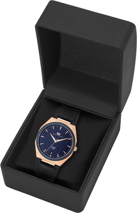 Produktbild Herren Quarzuhr Cooledge Echtleder/Silikon schwarz - 26521 (Analoguhr, 42 mm)