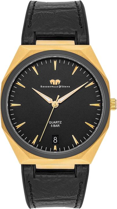 Immagine prodotto Orologio al quarzo da uomo Cooledge in vera pelle/silicone nero - 26517 (Orologio da polso analogico, 42 mm)