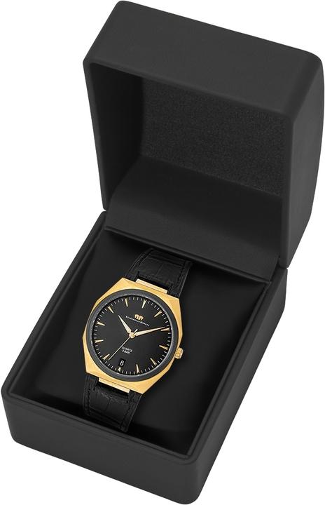 Immagine prodotto Orologio al quarzo da uomo Cooledge in vera pelle/silicone nero - 26517 (Orologio da polso analogico, 42 mm)