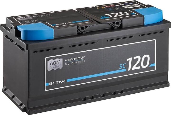 Produktbild Ective 12V 120Ah AGM Semi Cycle Versorgungsbatterie Wohnmobil Batterie Akku (12 V, 120 Ah)
