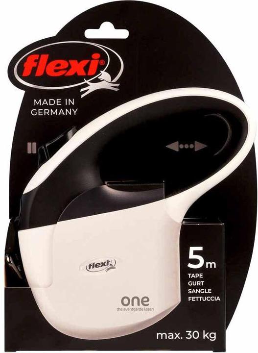 Produktbild Flexi One for All S weiss - schwarz - automatische Hundeleine für Hunde bis 30 kg - 5 m (S, Hund, Spazieren)