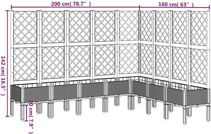 Image du produit VidaXL Bac à plantes avec treillis PP